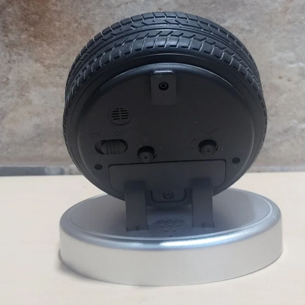 Tire Shaped Desk Alarm Clock Missing Bottom Battery Cover